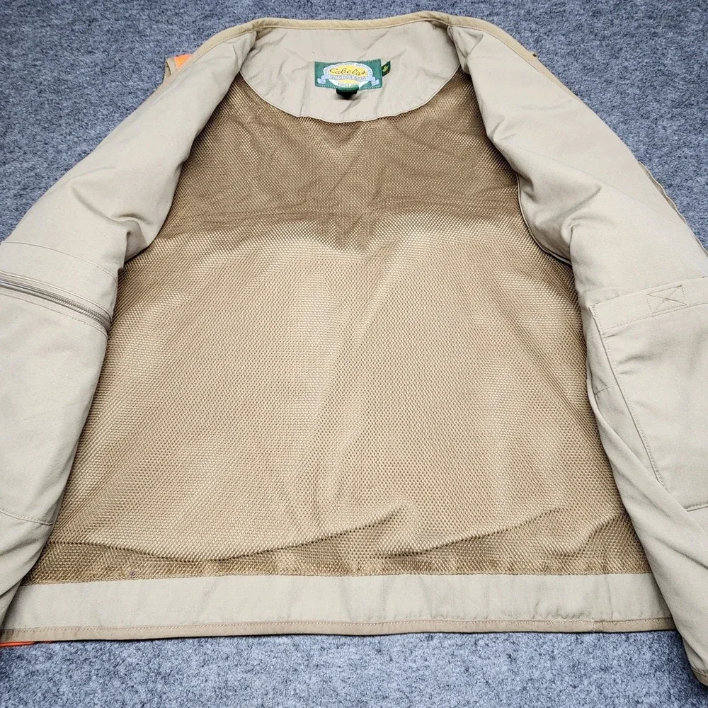 Cabelas Mens Upland Bird Hunting Shooting Vest Blaze Orange Khaki XL